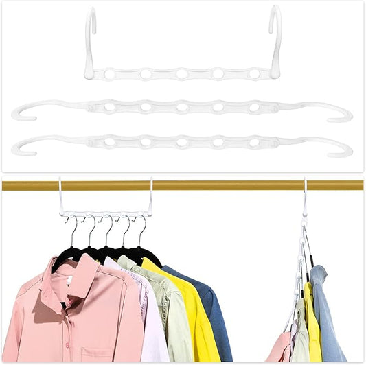 Timirog Space Saving Hangers Closet Organizers, Sturdy Plastic Magic Hangers Space Saver Wardrobe Clothes Hangers Organizer White, 6 Pack
