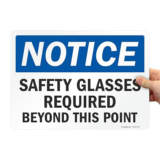 SmartSign-U9-1557-NP "Notice - Safety Glasses Required Beyond This Point" Sign | 10" x 14" Plastic
