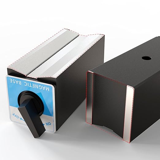 Magnetic Base,Suitable for Magnetic Machine Lights,Indicator Holder Metric M8 X 1.25 Tapped Hole,4.72x1.96x2.16 Inch,1 pc...