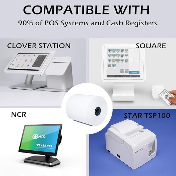 ASK WHOLESALE Premium 3-18" x 230' POS Paper Rolls, 2 RollsPack, 12 RollsCase, Black Thermal Print, BPA-Free: Compatible with Most Cash Registers  POS Systems, Durable  Tear-Resistant