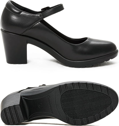 New But Not In Original Box. Cusolemore Mary Jane Heels with Arch Support, Closed Round Toe Chunky Pumps for Women, Comfortable Block Heel Dress Shoes.