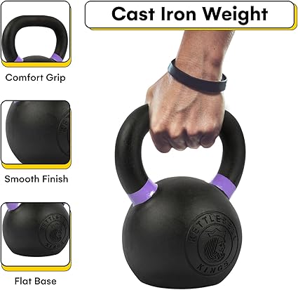 Kettlebell Kings Powder Coated Kettlebell Weights - 9-97 lb Strength Training Kettlebells for Men and Women - Hand Weights Workout Gym Equipment - Weights Set for Home Gym