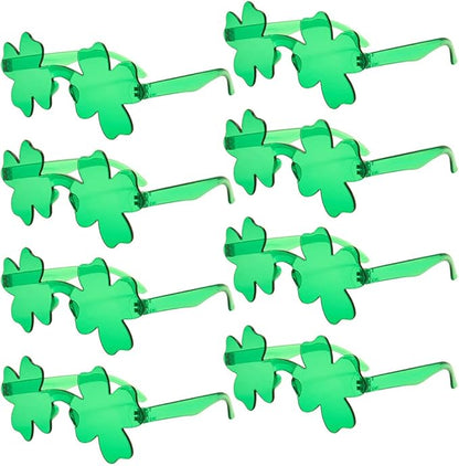WODMAZ 8 Pairs St Patrick's Day Four Leaf Shamrock Sunglasses, Green Lucky Plastic Clover Glasses Eyeglasses Accessories for St Patricks Day Party Favor Great Party Supplies