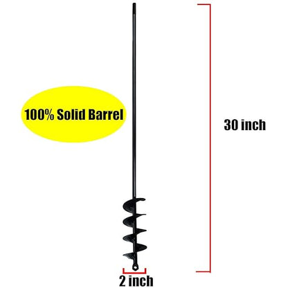 30" x 2" Extended Length Auger Drill Bit for Planting Bulb  Bedding Plant Auger 100 Solid Barrel-No Need to Squat Post Hole Digger for 38" Hex Drive Drill- Easy Planter Garden Auger