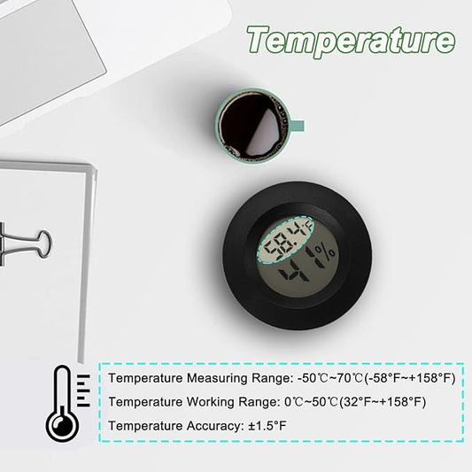 Mini Hygrometer Thermometer Digital Humidity Meter IndoorOutdoor Humidity Monitor Reptile Thermometer for Humidors Greenhouse Garden Cellar Fahrenheit(F) Celsius(C) 2 Pack