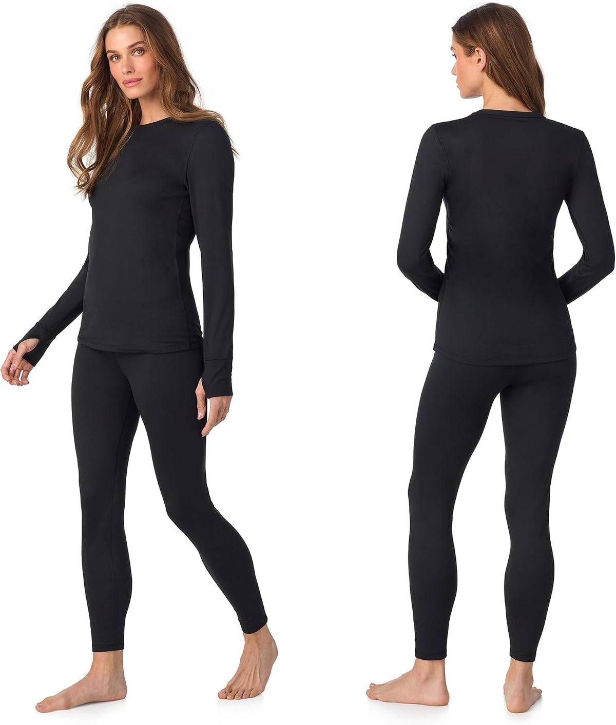 2-piece thermal set from Cuddl Duds keeps you warm, dry, and protected in cold weather with fleece-lined, moisture-wicking, and stretchy fabric.