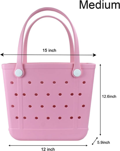 Beach Bag, Waterproof Beach Tote, Rubber Medium Tote Bag, Washable and Durable Open Handbag for Boat Pool Sports