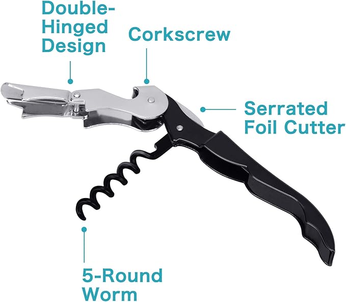 Waiter's Corkscrew, Wine Opener with Foil Cutter, Waiter's Friend, Professional Wine Key for Servers, Bottle Opener, Beer Opener, Wine Accessory (5 Pack)