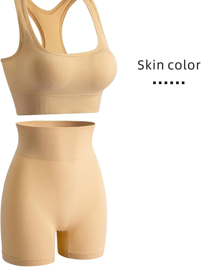 Women Two Pieces Set Sport Bras Bra High Waist Leggings Running Workout Outfits Shockproof Sports Exercise Set