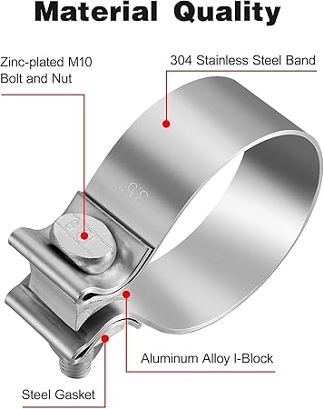 EVIL ENERGY 2.5 Inch Exhaust Clamp,2 12" Narrow Band Muffler Clamp Stainless Steel for Pipes,Mufflers,Catalytic Converters 1PCS