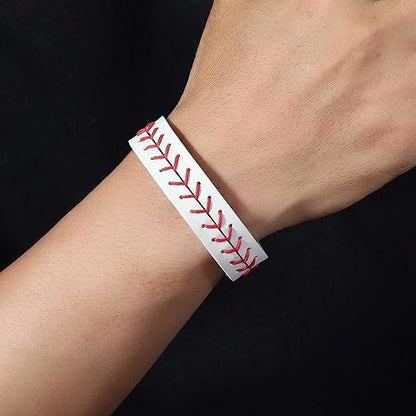 Pingyongchang Baseball Sports Ball Woven Leather Bracelets for Women Men Volleyball Rugby Game Day Sports Fans Players Jewelry Handmade Gift for Birthday Valentine's Day Mother's Day