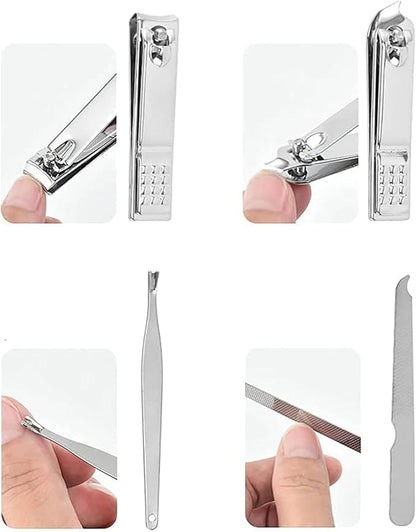 Manicure Set, 8pcs Nail Clippers Kit, Stainless Steel Manicure Kit, Nail Clipping Tools Portable Travel Grooming Kit, The Best Gift with Luxurious Case (A)