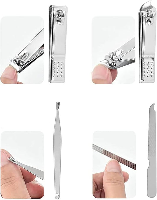 Manicure Set, 8pcs Nail Clippers Kit, Stainless Steel Manicure Kit, Nail Clipping Tools Portable Travel Grooming Kit, The Best Gift with Luxurious Case (A)