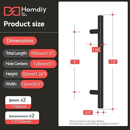 homdiy Black Cabinet Handles 30Pack 5inch Hole Center Kitchen Drawer Pulls and Knobs Stainless Steel Cabinet Hardware for Bathroom, Cupboard