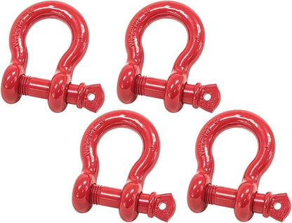 Mytee Products 1" Anchor Shackle Forged Carbon Steel wAlloy Screw Pin WLL  8.50 Tons (17,000 lbs)  Double Rust Protection Heavy Duty D Ring Shackle for Towing, Rigging  Vehicle Recovery (4 Pack)