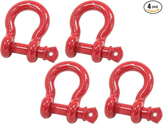Mytee Products 1" Anchor Shackle Forged Carbon Steel wAlloy Screw Pin WLL  8.50 Tons (17,000 lbs)  Double Rust Protection Heavy Duty D Ring Shackle for Towing, Rigging  Vehicle Recovery (4 Pack)