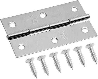 Piutouyar 12 Pack Butt Hinge 3 Inch Mini Hinges 304 Stainless Steel Hinges Small Cabinet Hinges Folding Craft Hinges with Mounting Screws for Boxes Gate Drawer