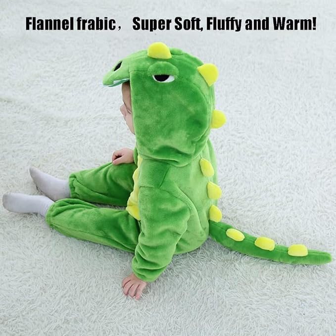 QIAONIUNIU Halloween Baby Green Dinosaur Costumes Toddler Outfit Infants Cosplay Romper 1-60 Months