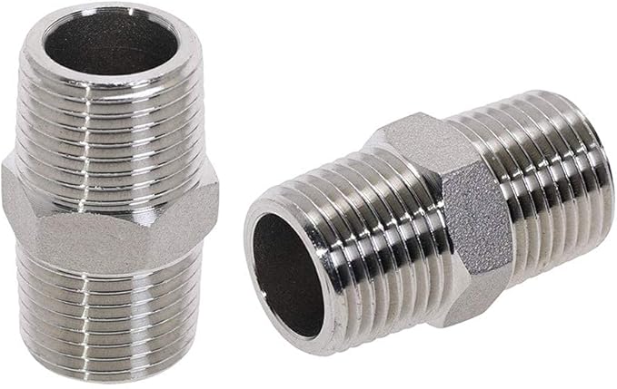 Beduan 12" Male to 12"Male NPT Hex Nipple Stainless Steel Pipe Fitting (Pack of 2)