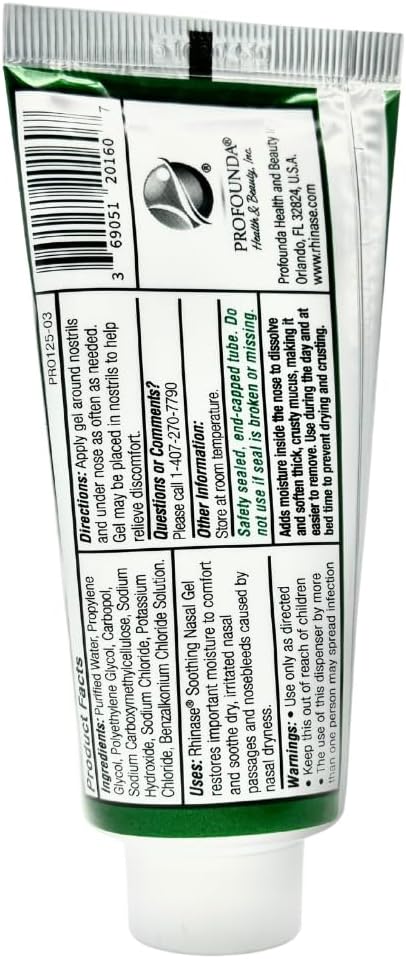 Rhinase Soothing Nasal Gel XL 60 g for Nasal Dryness from Allergy, Low Humidity, Nose Bleeds, Stuffy Nose...
