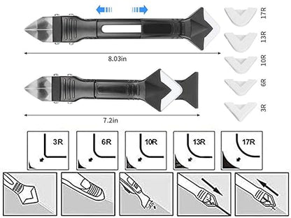 3 in 1 Silicone Caulking Tools, Glass Glue Angle Scraper, Stainless Steelhead Caulk Remover and Sealant Scraper, for Kitchen Bathroom Window and Frames Sealant Seals