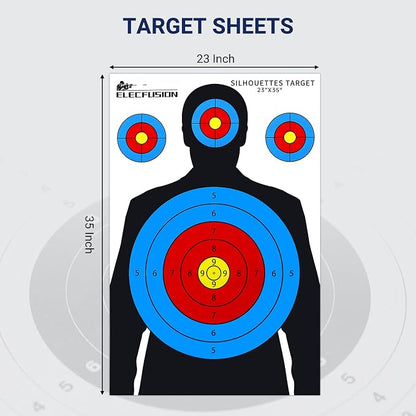 ElecFusion 6 Pack Silhouette Shooting Targets, 23X35 inch Paper Targets for Shooting Range, Suitable for Indoor/Outdoor Range Use with Handguns, BB Guns, Rifles, Pistols, Airsoft Guns