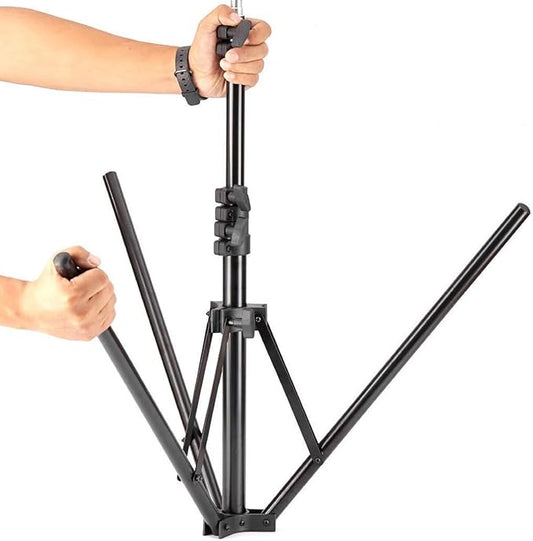 Light Photography Tripod Stand, 2M Thickened Reverse Fold Aluminum Light Stand, Portable Three Legged Stand for Softbox Flash LED Photography Lights Cameras