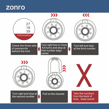 ZonRo Locker Locks 3 Digit Code Standard Dial Combination Padlock 2 inch Wide Pack of 8, Small Travel Luggage for Case Lock Keyless Shackle Lock for Backpack Gym School Locker