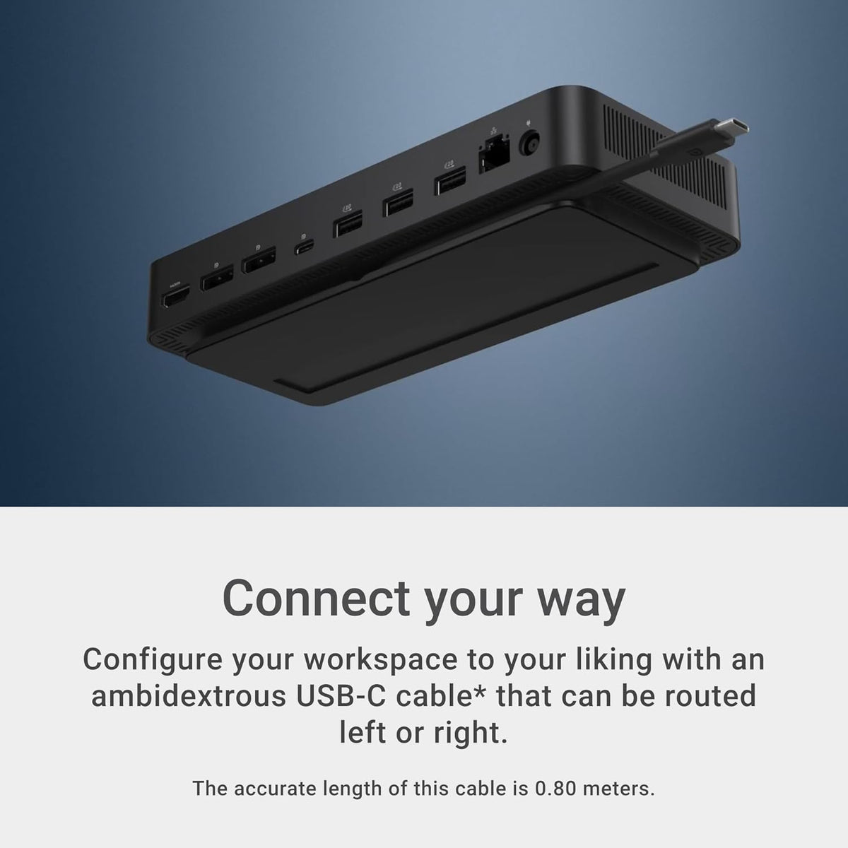 Pro Dock WD25 - USB Type-C with DP Alt Mode Connector, DisplayPort/HDMI/USB 3.2 Gen2 Connectivity, Up to 100-Watt Power delivery - Black
