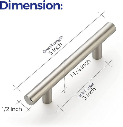 Ravinte Cabinet Handles, Brushed Nickel,5" Length,3" Hole Center,1 Pack