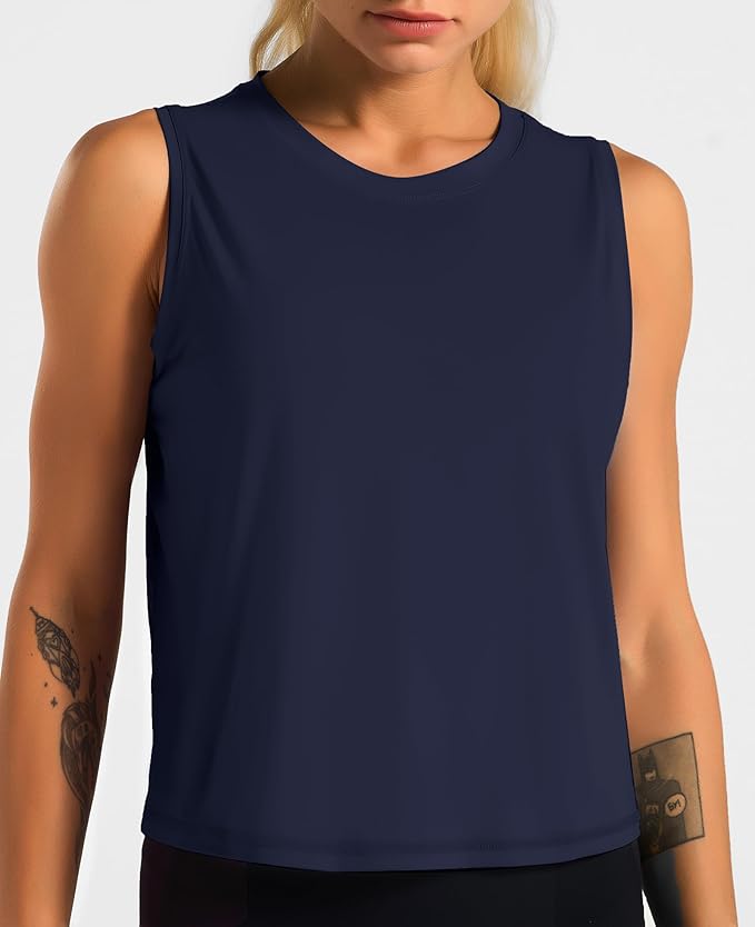 Dragon Fit Women Sleeveless Yoga Tops Workout Cool T-Shirt Running Short Tank Crop Tops