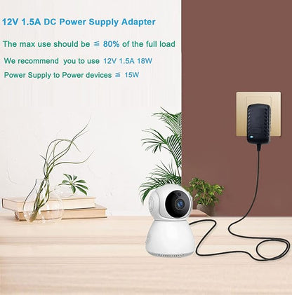 DC 12V 1.5A 1500mA Power Supply Adapter 100-240V AC to DC 12Volt Transformers Switching Power Supply 5.5mm x 2.52.1mm DC Plug for 12V led Strip Light CCTV Camera,12 Volt 1.5Amp ACDC Adapter