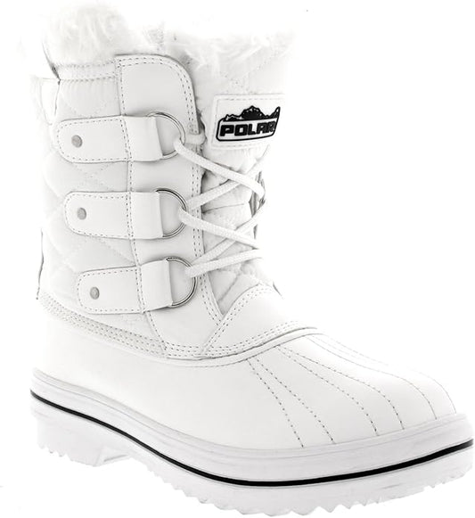 Womens Snow Boot Nylon Short Fur Rain Winter Waterproof Snow Warm Boots - White - 5-36 - CD0031