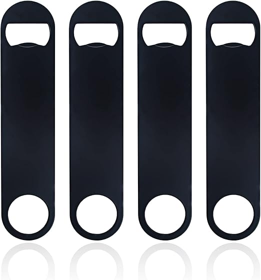 4 PACK Stainless Steel Flat Bottle Opener, Beer Bottle Opener, 7inch, with Exquisite Packaging, for Kitchen, Bar or Restaurant, Black,