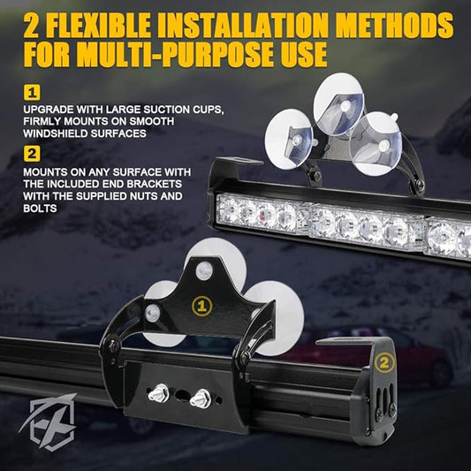 Xprite 27" Inch 24 LED Strobe Emergency Traffic Advisor Warning Light Bar w/ 13 Flashing Patterns for Firefighter Vehicles Trucks Cars - Red
