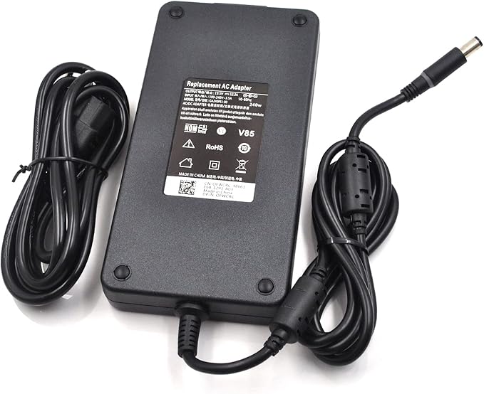 240W 180W 19.5V 12.3A AC Adapter Laptop Charger Replacement for Dell Alienware 13 15 17 R1 R2 R3 R4 R5 M17 M15 M11X M14X M17X M18X G3 G5 G7 Precision 7710 7730 7540 7520 M6500 M6600 with Power Cord