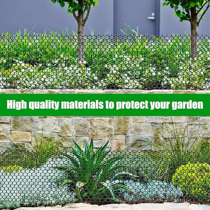 Black Plastic Chicken Wire mesh 15.7IN x 33FT,Plastic Chicken Wire Fencing,Poultry Netting,Plastic mesh for Garden,Balcony Fence,Chicken Wire Frame for Crafts, Floral Mesh.with 100 Ties