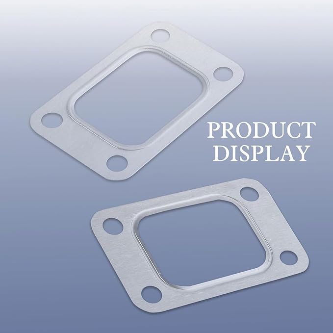 2 PCS Car T3 Turbine Flange Gasket, 4.2" X 2.5" 4-Hole Stainless Metal Turb Washer, Automotive Replacement Turbocharger Gaskets, Universal for T3 T34 T35 T38 GT35 GT35R Cars (Silver)