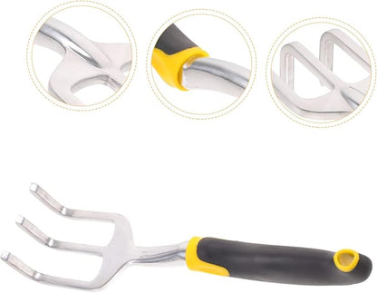 LIOOBO Garden Hand Cultivator Tool 3 Prong Tiller for Gardening Portable Digging Tool for Weeding and Soil Aeration Durable Magnesium Design