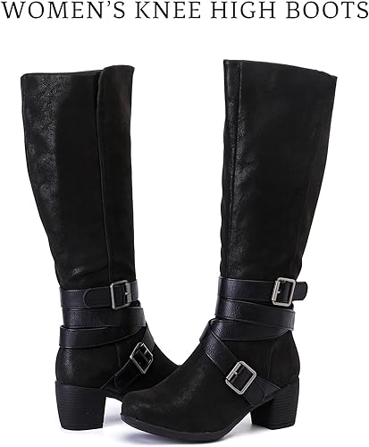 Women's Knee High Boots with Chunky Heel, Pointed Toe, Comfortable and Fashionable for Fall and Winter Wear for Women.