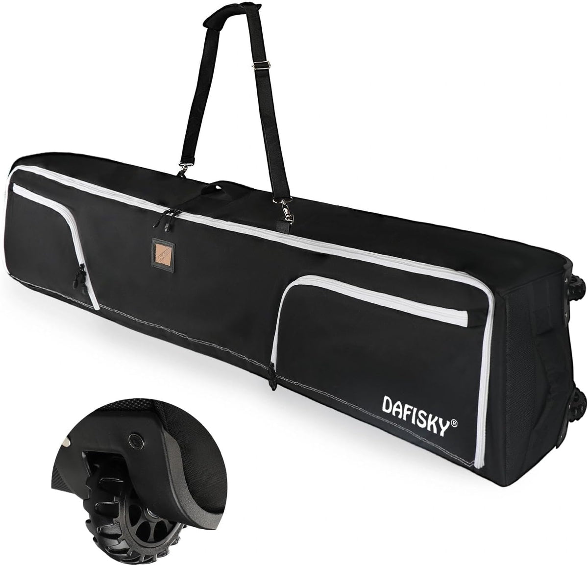 Ski Bags for Air Travel with Wheels Fit Single Snowboard or Double Skis 175 up to 190cm, All-Round Padded Protection, Waterproof, Adjustable Internal Straps