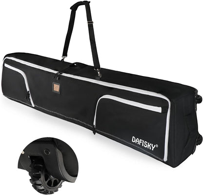 Ski Bags for Air Travel with Wheels Fit Single Snowboard or Double Skis 175 up to 190cm, All-Round Padded Protection, Waterproof, Adjustable Internal Straps