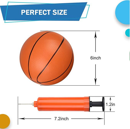 6" Mini Basketball for Kids & Adults, Indoor Basketball for Over-Door Hoop, Toddler Balls Arcade Game 4 Pack (pump not included. Shade of orange is brighter than the picture)