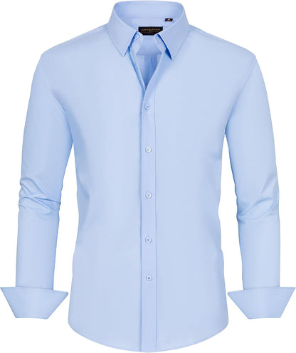 J.VER Men's Dress Shirts Stretch Stain Shield Long Sleeve Solid Formal Shirt Business Casual Button Down Shirts.