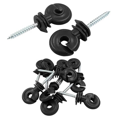 10Pcs Black Electric Fence Insulator, 91mm3.58 inch Screw-in Electric Fence Insulator Tool for Ranch Agricultural Fencing