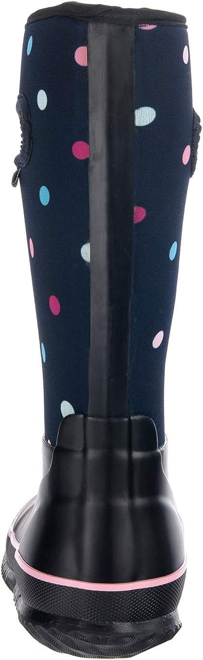 Size 2 Big kids WTW Kids Rubber Rain Boots - Neoprene Insulated 100% Waterproof Mid Calf Mud Boots for Boys and Girls Winter Snow Boots