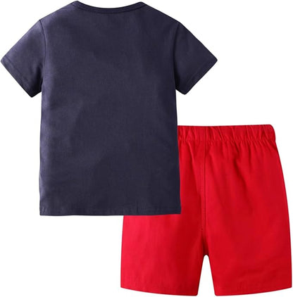 Toddler Boy Clothes Kids Summer Cotton Outfits Shirt Short Sets Size 2-7