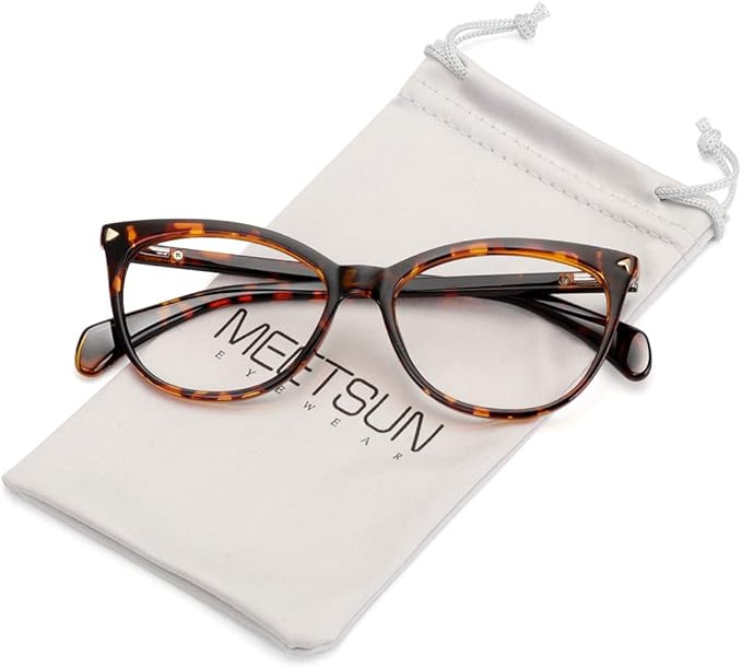 MEETSUN Non Prescription Glasses Frames For Women,Retro Cateye Fake Eyeglasses HD Clear Lens