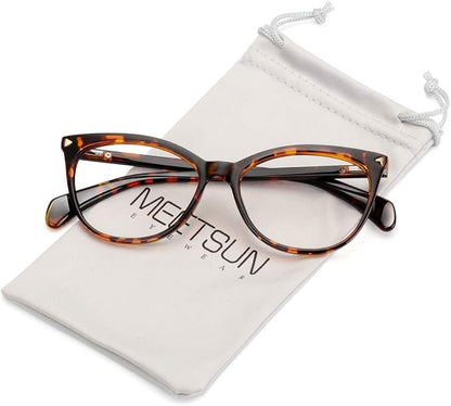 MEETSUN Non Prescription Glasses Frames For Women,Retro Cateye Fake Eyeglasses HD Clear Lens