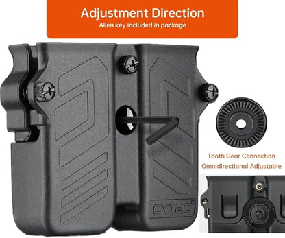 Universal Double Magazine Pouch Fit 9mm 10mm .40 .45 Caliber Dual  Single Stack Magazines, Black